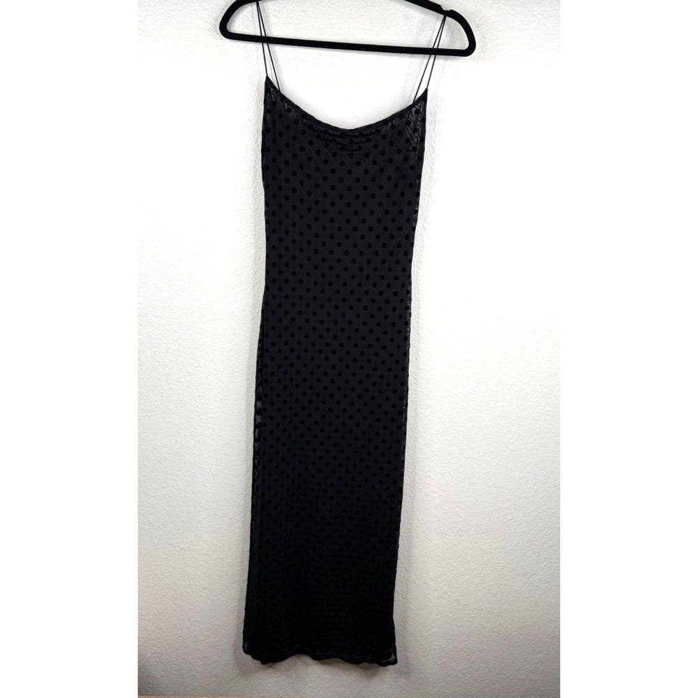 Naked Wardrobe Womens Dress Black Sz M Polka Dot Mesh Body Con Cocktail Coquette